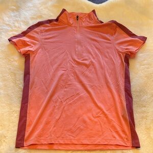 Kerrits Girls Size Large Orange and Red Short Sleeve Athletic Riding Top